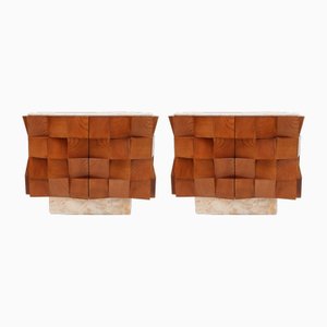 Moderne Sideboards aus Holz & Siena Marmorplatte, Italien, 2er Set