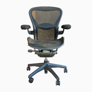 Ergonomischer Aeron Bürostuhl aus grauem Stoff, Nylon Kunststoff & Metall von Herman Miller, 1990er