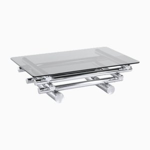 Italian Tubular Chrome and Smoked Glass Coffee Table, 1970s
