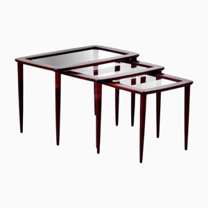 Italian Nesting Tables in Mahogany attributed to Ico & Luisa Parisi, 1960s, Set of 3