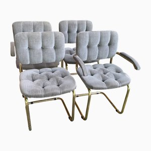 Vintage Italian Dining Chairs in Brass, 1970s, Set of 4