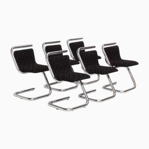 Italian S Anonimo Chrome Chairs in Leopard Velvet, 1970s, Set of 6