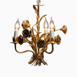 Gilded Floral Chandelier attributed to Hans Kögl, Germany, 1970s