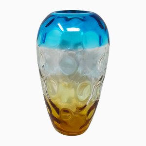 Blue and Amber Vase in Murano Glass by Ca Dei Vetrai, 1970s