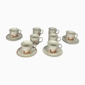 Vintage Cups and Saucers with Duck Motif from Churchill England, 1990s, Set of 24