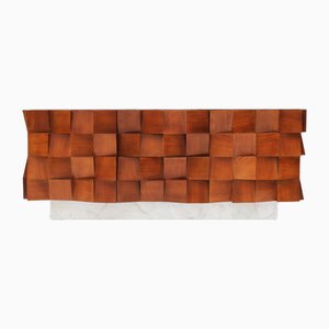 Brutalist Sideboard in Wood and Siena Marble