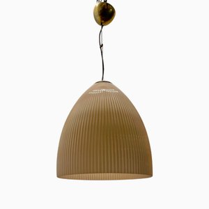 Lampada a sospensione grande in vetro di Murano rosa chiaro, anni '70