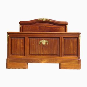 Letto in mogano con decorazioni in bronzo, anni '30