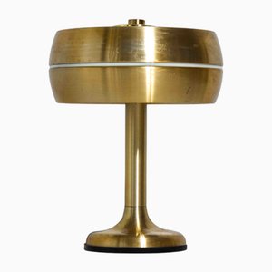 Italian Brass Table Desk Lamp with Sculptural Base and Glowing Band, 1960s