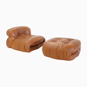 Set de Fauteuil et Ottomane Early Soriana par Tobia Scarpa pour Cassina, Italie, 1970s