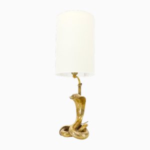 Hollywood Regency Cobra Lampe aus Vergoldetem Messing, 1970er