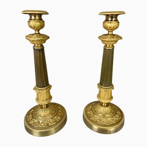 19th Century Gilded Bronze Candleholers, Set of 2
