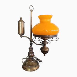 Lampada da Tavolo Ministeriale in Vetro Arancio