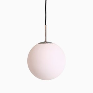 Large Pendant Light in Satin White Opal Glass from Glashütte Limburg, 1970s