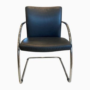 Vintage Cesca Black Leather Armchair with Chrome Frame from Marcel Breuer, 1970s