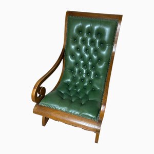 Chesterfield Lounge Chairs in Green Leather
