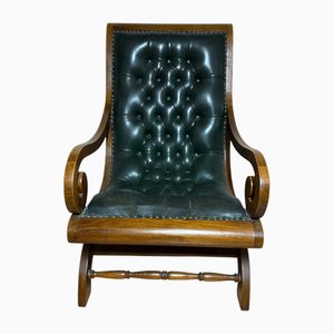 Chesterfield Lounge Chairs in Green Leather