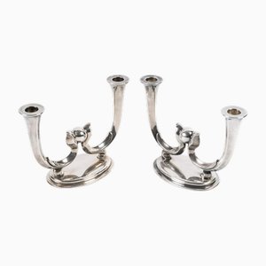 Versilberte Art Deco Kerzenhalter von WMF, 1930er, 2er Set