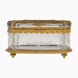 19th Century Napoleon III Chased Crystal and Gilt Bronze Box