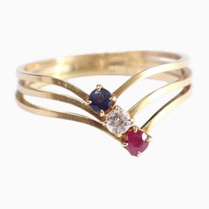 Patriotic Blue-White-Red Ring