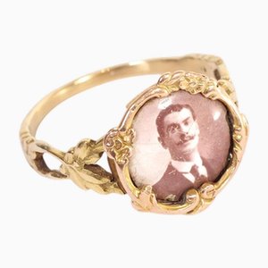 Victorian Photo Portrait Enamel Ring
