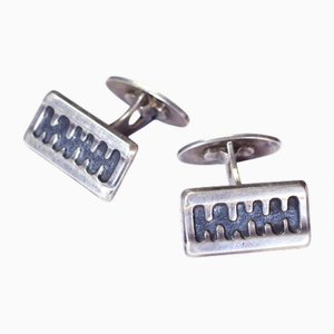 Moderne Silberne Manschettenknöpfe, 2er Set