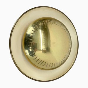Large Italian Brass Theatre Wall Ceiling Light by Gio Ponti in the style of Sarfatti, Italy, 1950s