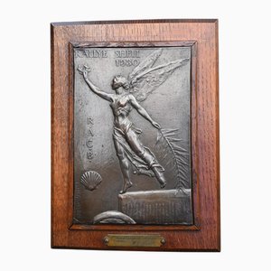 Bronzene Trophäe der Shell Spa Rally von Eugéne J Debremaecker, 1930er