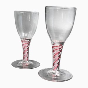 18th Century Dutch Air Twist Twisted Wine Glasses, Set of 2
