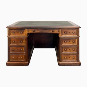 Brown Walnut Pedestal Desk