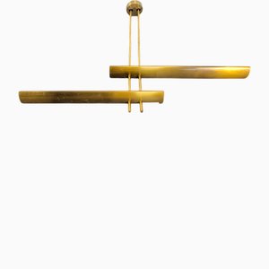 Modernist Chandelier in Brass by Lucien Gau, 1980s