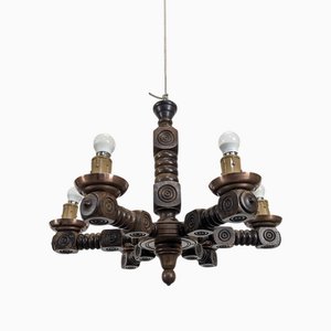 Carved Oak Chandelier from DLG Dudouyt