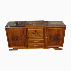 Large Sideboard in Walnut and Black Marble, 1950s