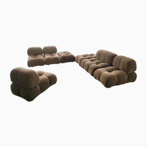 Camaleonda Modular Armchairs & Ottoman in Brown Corduroy by Mario Bellini for C&b Italia, 1970s, Set of 7