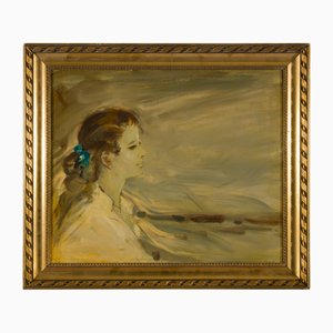 1950er italienisch signiertes gerahmtes Portrait