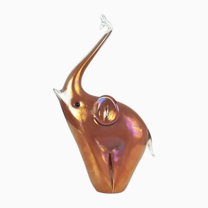 Elefante in vetro di Murano rosso di Archimede Seguso, anni '60