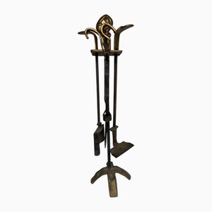 Bronze Fireplace Set by David Marshall, Set of 5