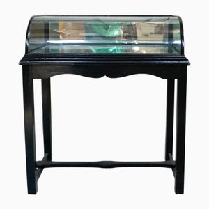 Victorian Ebonised Bow Fronted Display Cabinet, 1890s