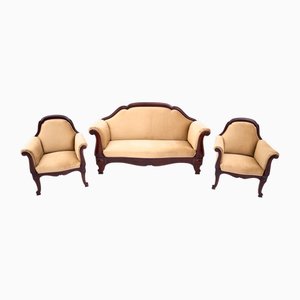 Antique Living Room Set, 1890, Set of 3
