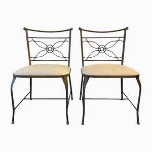 Set of Vintage Wrought Iron Occasional Chairs by René Prou, 1930s