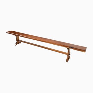 Antique French Long Elm Monastery Bench, 1850