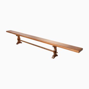 Antique French Long Elm Monastery Bench, 1850