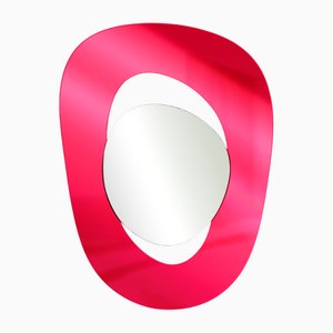 Handcrafted Soul Me Mirror in Fluor Red and Silver by Pon Design