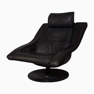 Moderner Mid-Century Stuhl aus schwarzem Leder von Nelo Möbel, 1970er