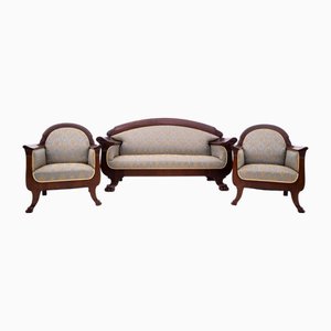 Mobilier de Salon Biedermeier, 1880, Set de 3