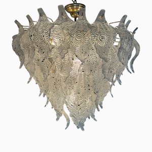 Large Murano Glass Leaf Chandelier, 1960s