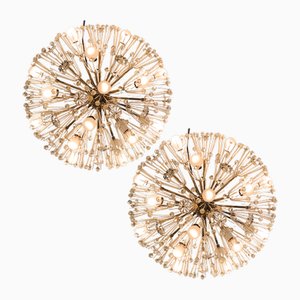 Vintage Enormous Sputnik Dandelion Snowflake Flushmounts by Emil Stejnar for Rupert Nikoll, 1950s, Set of 2