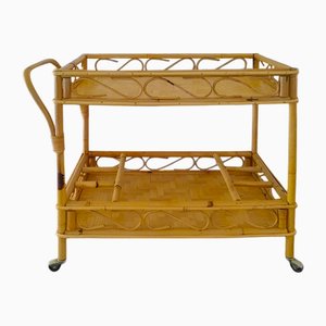 Carrello bar in bambù e vimini di Franco Albini, Italia, anni '60