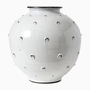 Deutsche Studio Keramik Vase mit Erdbeermuster, 1960er