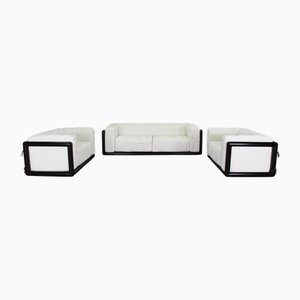 Cornaro Living Room Set in Lacquered Wood and Fabric by Carlo Scarpa for Gavina 1970, Set of 3